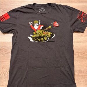 Men’s Grunt Style Black T-Shirt with Santa Slays Tank Graphic